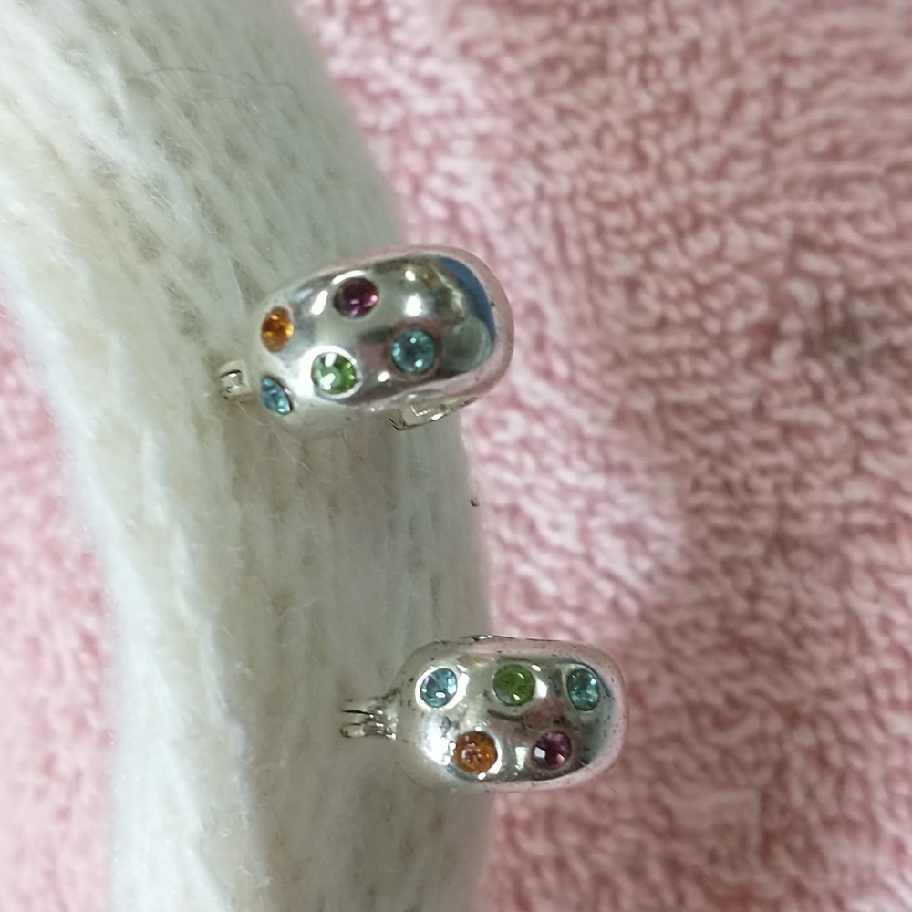 Sterling Silver Multi Stone Colored Earrings - image 3